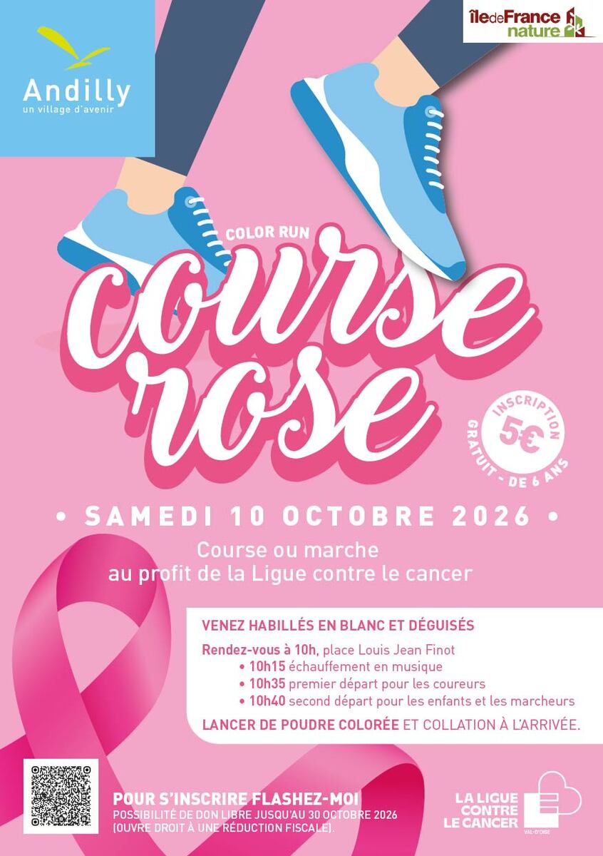 Course rose-Color Run Andilly samedi 10 oct 2026 de 10h à 2h