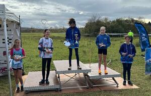 Manon Fayel cadette 2ième Léna  Louiba Bellili Benjamine 4ième au cross de Persan 