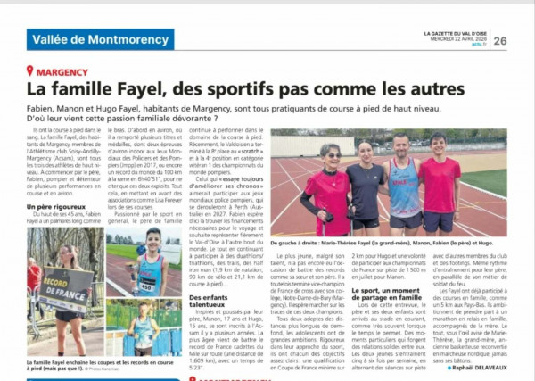 L'ACSAM à la une avec la famille FAYEL