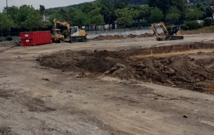 Photo travaux nouveau stade depuis avril 2025 première foulées par nos benjamins et minimes le vendredi 12 sptembre 2025